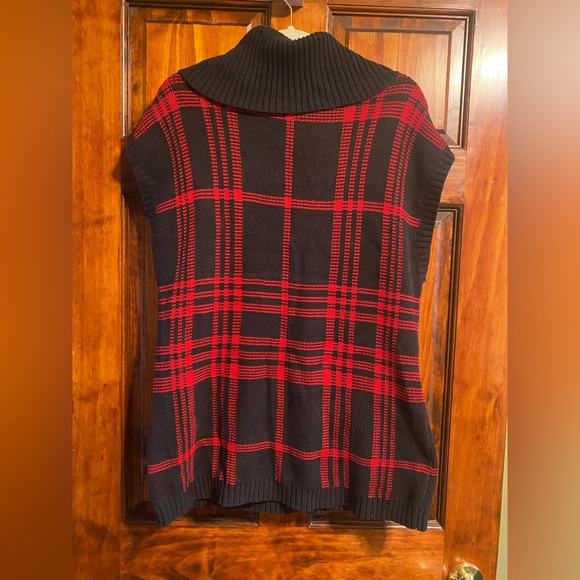 Chaps Ralph Lauren Sleeveless Plaid Turtleneck 100% Cotton Sweater Large (L) - Picture 2 of 5